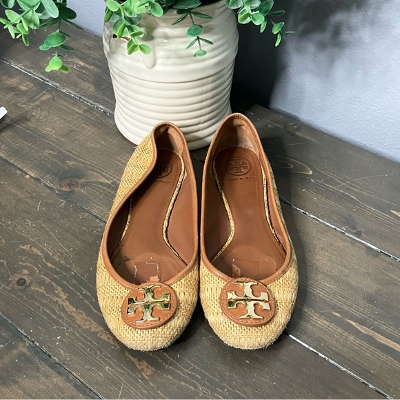 Tory Burch Shoes - Tory Burch Ballet Flats Reva 8.5 Woven Rattan Raffia Casual Office Preppy